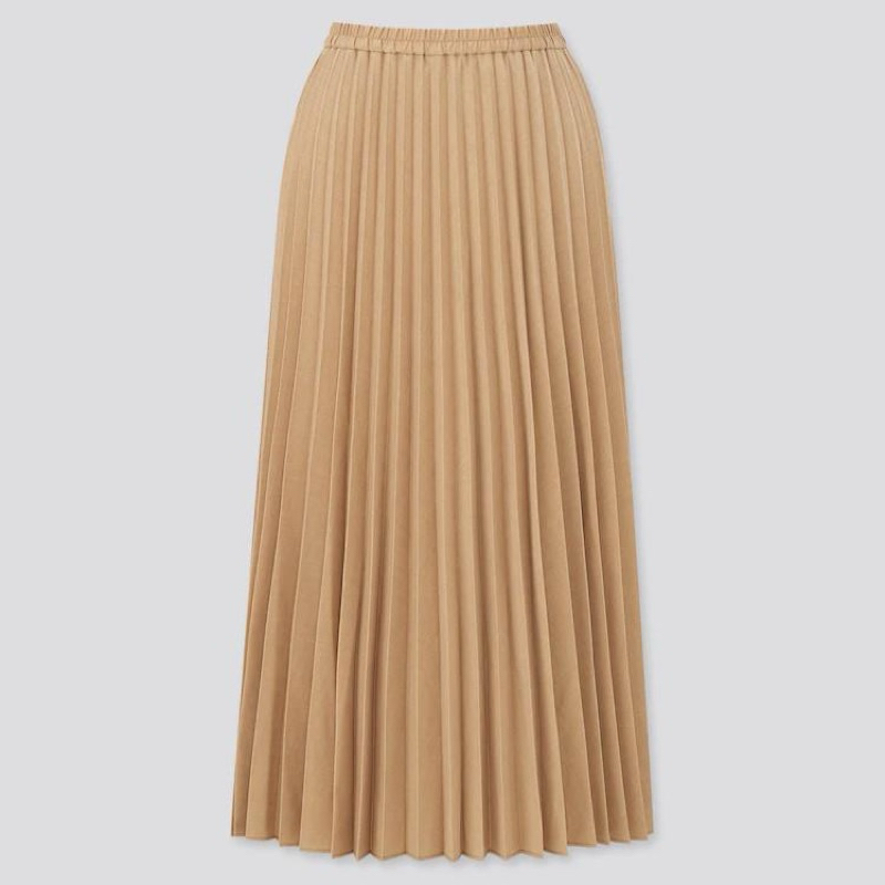 PRELOVED (M) UNIQLO Accordion pleated skirt/ Uniqlo beige accordion pleated skirt/ chiffon pleated s