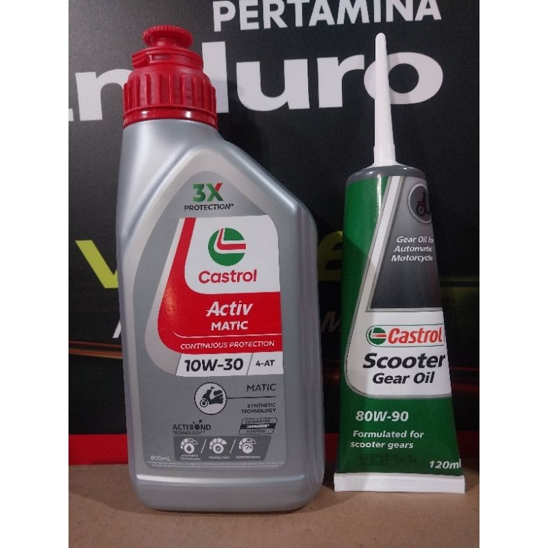 paket oli castrol aktif matic  +oli gardan saiz 10W-30 0.8L