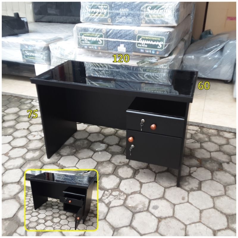 Meja Tulis 1/2 Biro Melamin Kaca