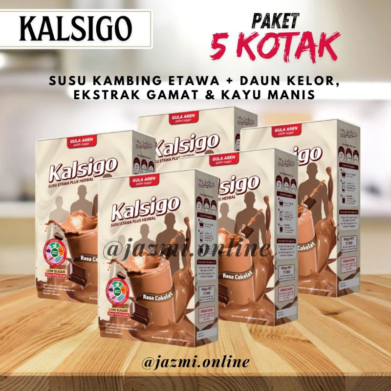 

Paket 5 kotak KALSIGO 1 Kg | Susu Kambing Etawa + Herbal