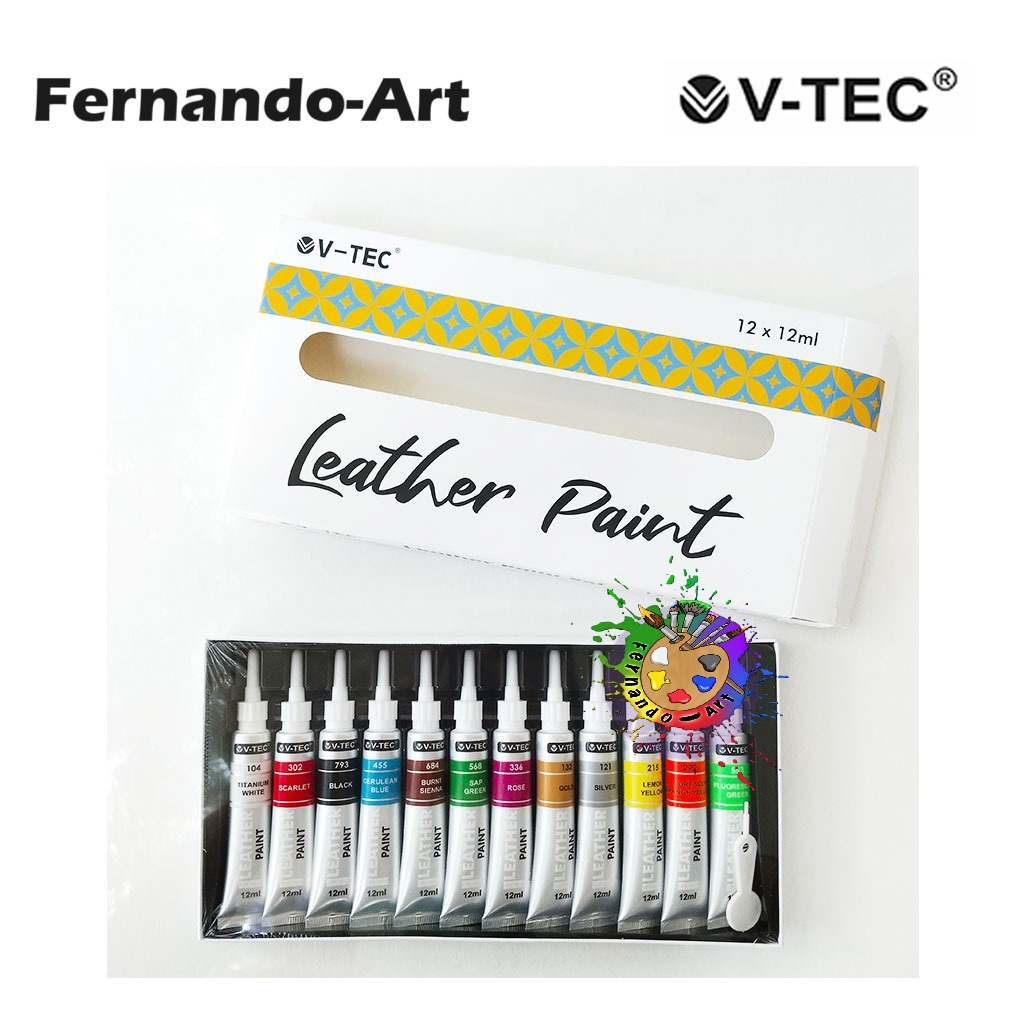 

V-TEC LEATHER PAINT SET 12 COLORS x 12ML LPC-1012