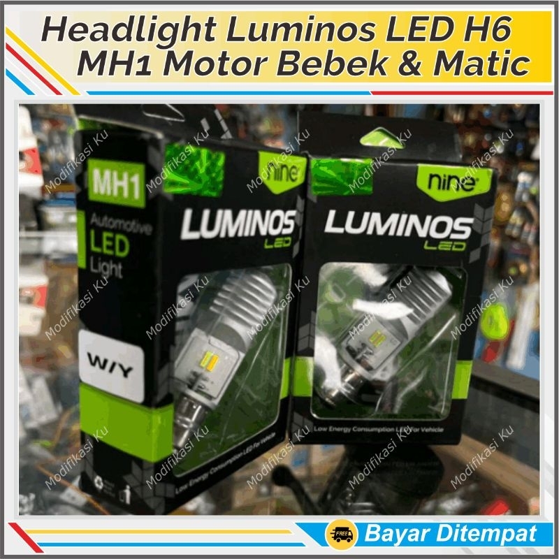 LUMINOS H6 LED MH1 PUTIH KUNING LAMPU UTAMA DEPAN MOTOR BEBEK MATIC SUPRA KHARISMA JUPITER VARIO BEA