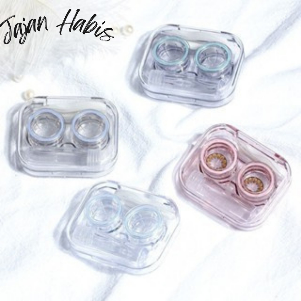 JABIS  Softlens Case Bening Plastik Tempat Kontak Lensa + Penjepit + Tongkat Tempat Softlens Bening 