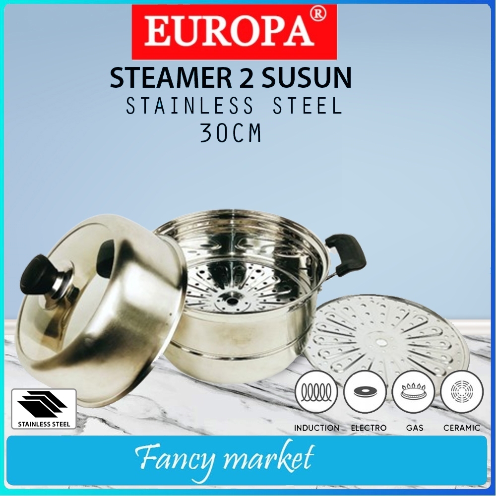 EUROPA STEAMER POT STAINLESS STEEL/DANDANG + STEAMER Stainlies steel