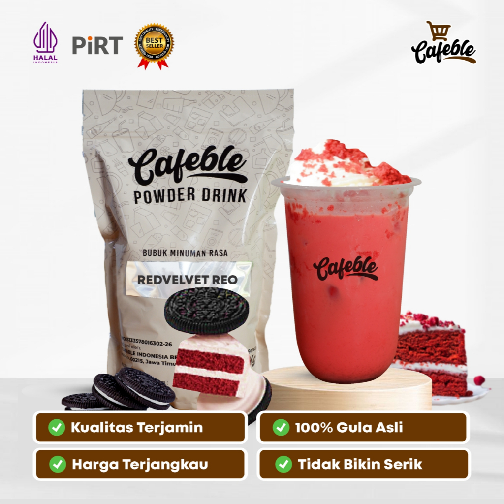 

Cafeble Bubuk Minuman Premium Rasa Redvelvet Reo Kemasan 1 kg