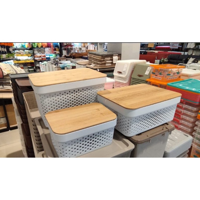 SPESIAL COD SAMEDAY STORAGE BOX INFORMA  BOX SERBAGUNA DENGAN TUTUP KAYU BOX ORGANIZER ORGANIZER BOX