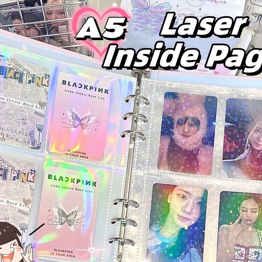 

KF7 1 Lembar A5 Sleeve Hologram Laser Binder A5 Photocard Transparan Binder Album Refill School Supplies