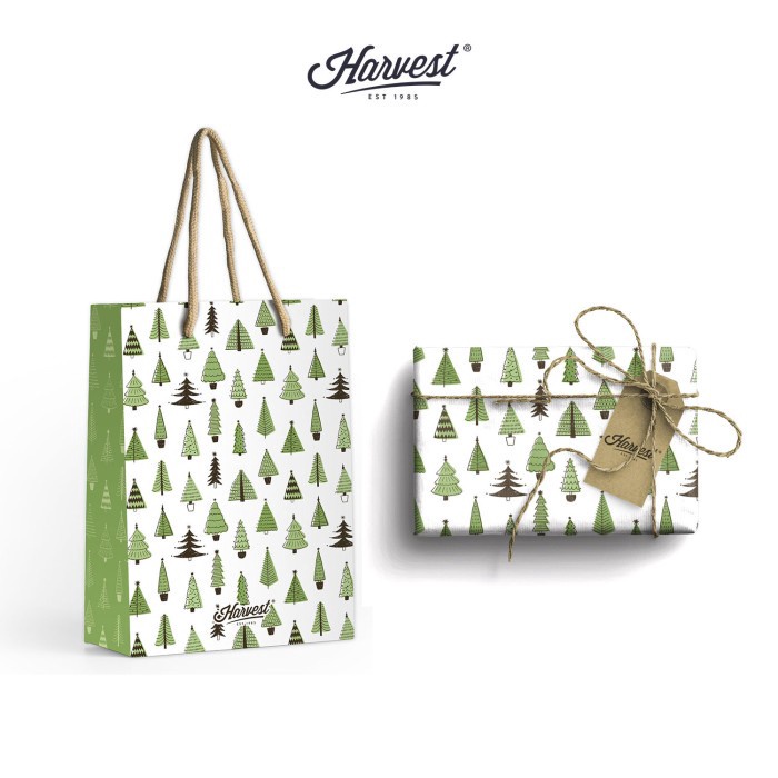 

READY STOK Paket Paper Bag Kertas Kado Natal Harvest Wrap Kit White Tree