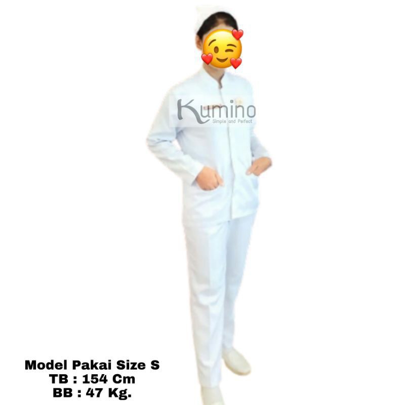 Baju Perawat Wanita Putih Seragam Perawat Wanita Lengan Panjang Seragam Bidan Seragam Perawat Seraga