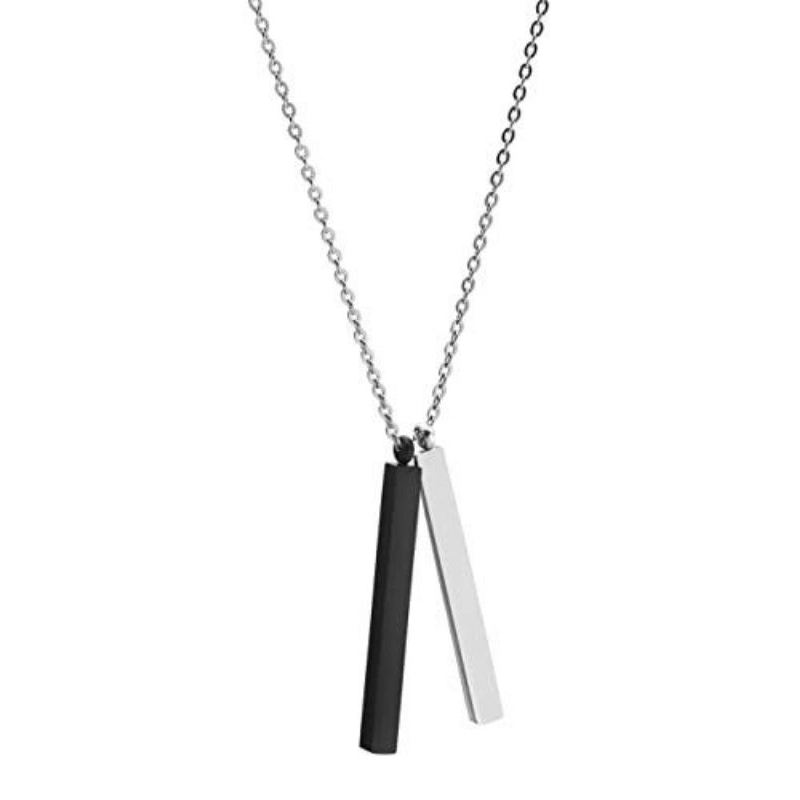 KALUNG BALOK HITAM SILVER PRIA WANITA MODEL TERBARU