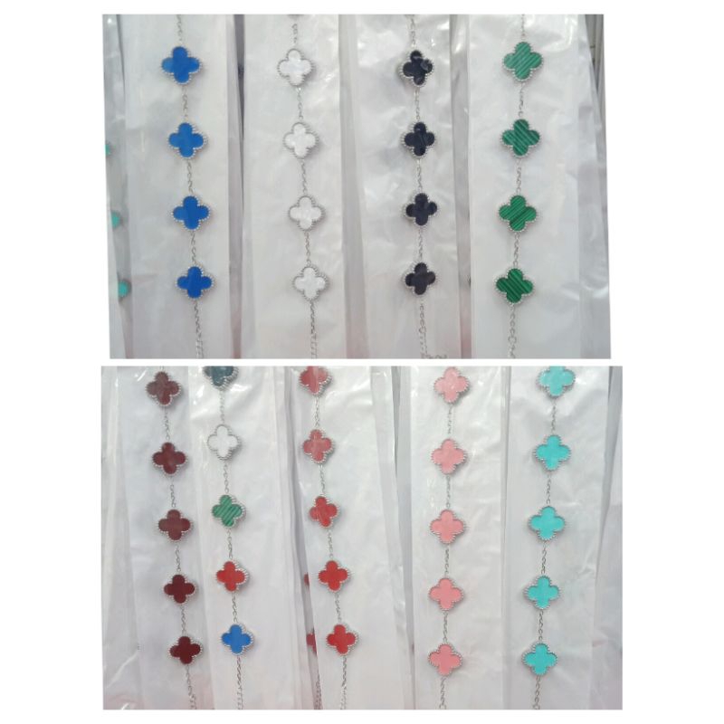 JY841. Gelang tangan titanium wanita motif clover 18 mm (besar) bolak-balik terlaris