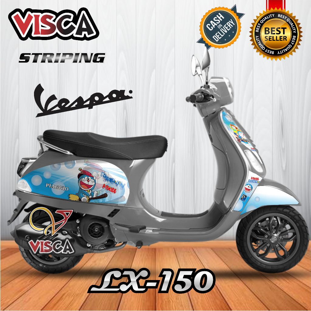 Stiker Striping Vespa Matic - Stripig Vespa LX-150 Variasi DORAEMON