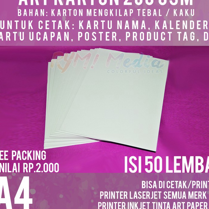 

Extra Art Karton 26 gsm A4 isi 5 lbr Kertas Art Carton Paper Glossy 26 gram