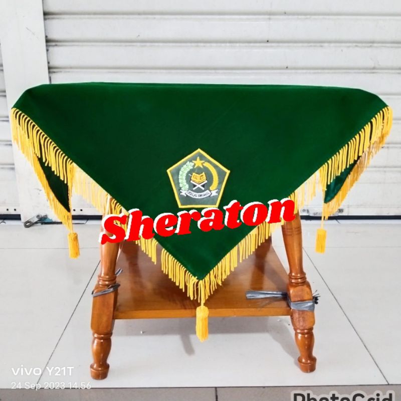 

alas baki upacara bendera alas baki paskibra logo Kemenag(Kementerian Agama) pake rumbai