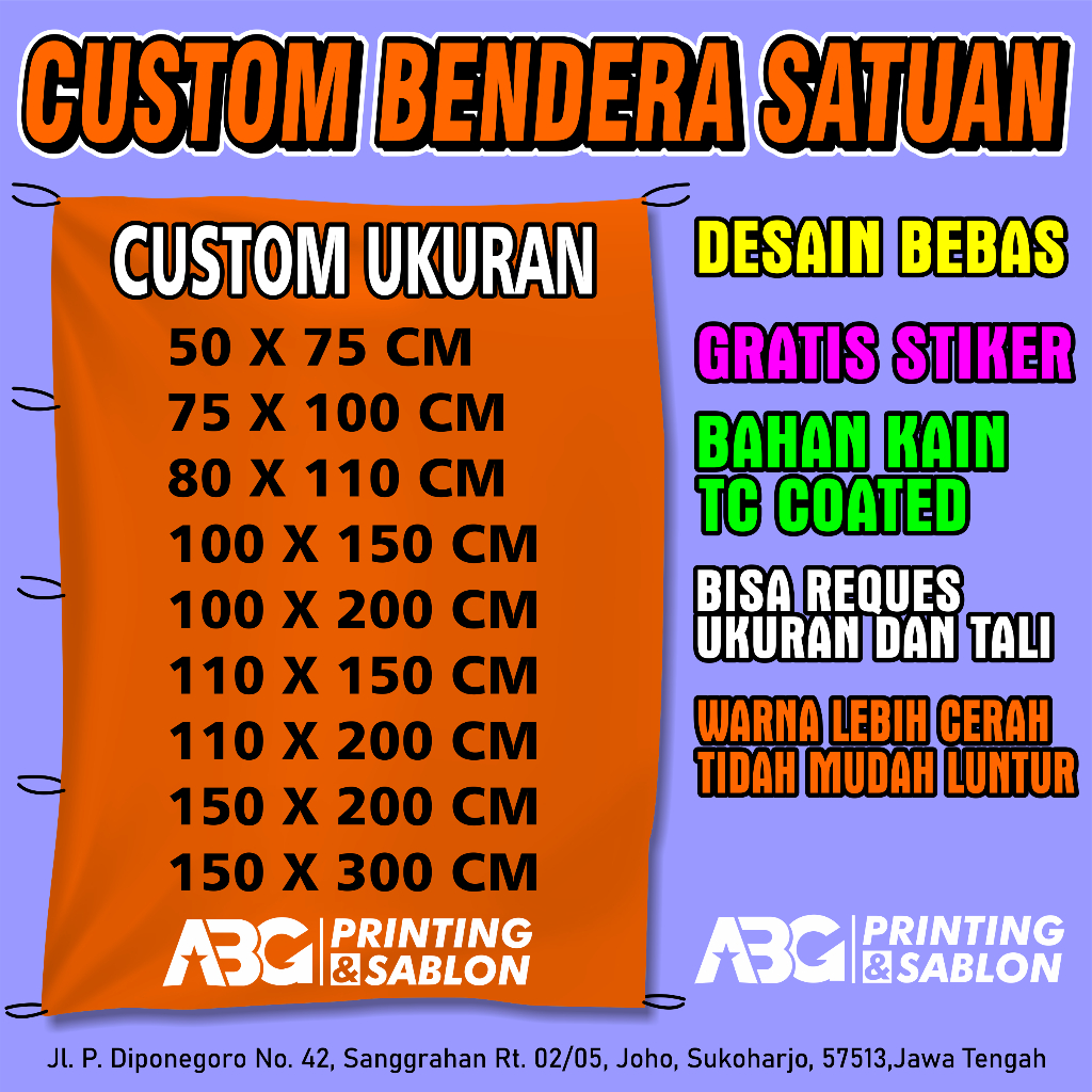 CETAK BENDERA CUSTOM / PRINTING BENDERA / BENDERA SATUAN / BENDERA CUSTOM