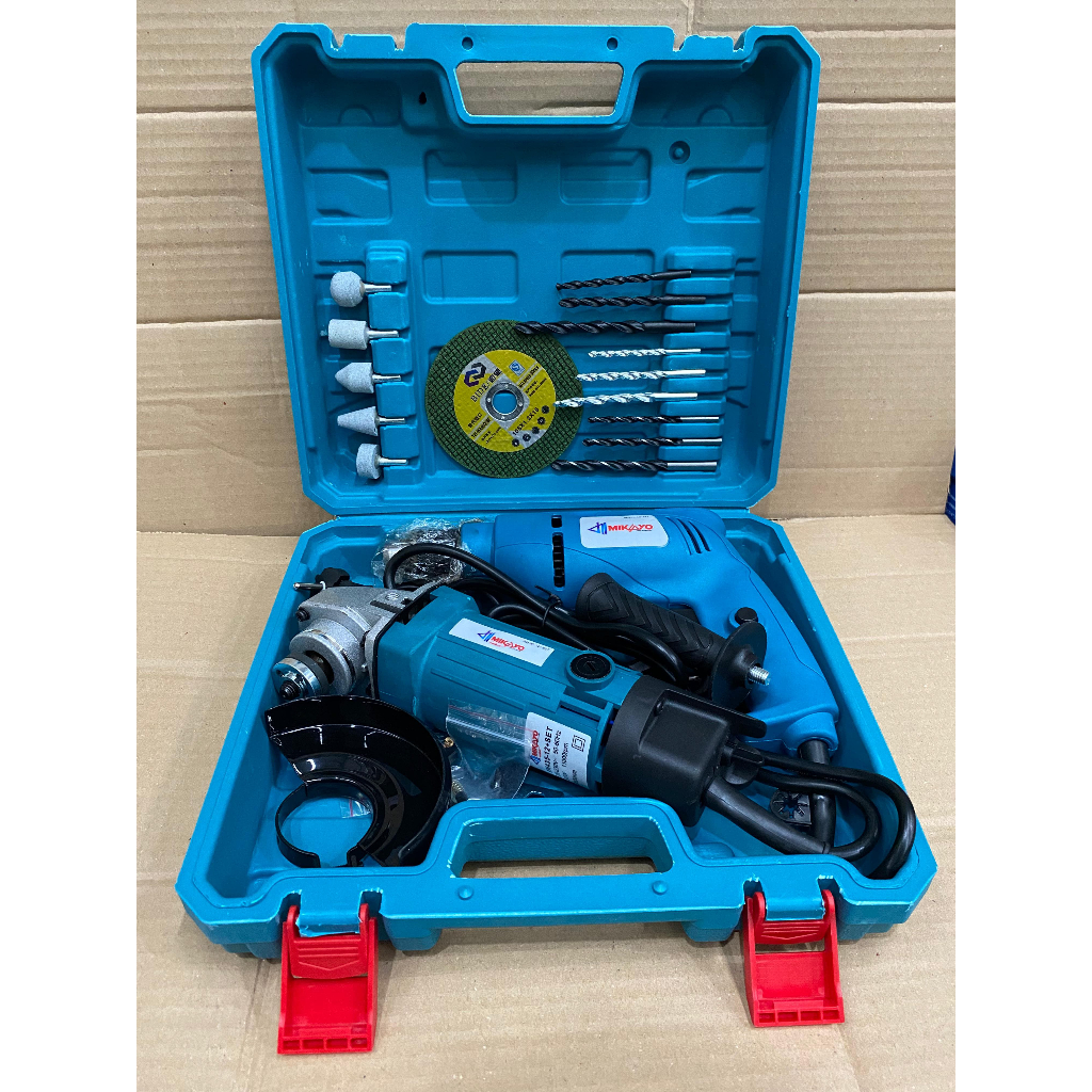 PAKET BOR GERINDA / Gerinda dan bor MIKAYO - Mesin Bor Bolak Balik / Variable Speed paket pertukanga
