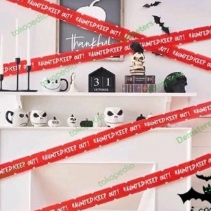 

Cashback PITA TANDA PERINGATAN Halloween dekorasi garis pembatas WARNING Police line dekor aksesoris horor hantu