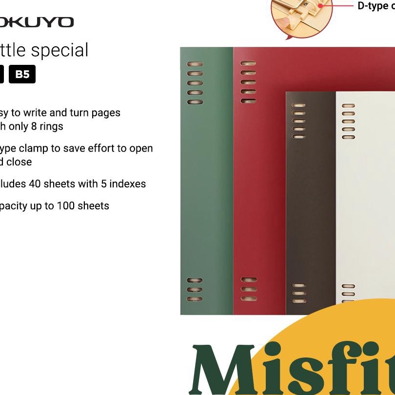 

Potongan KOKUYO Retro Loose Leaf 8Ring Binder A5 B5 Notebook Folder