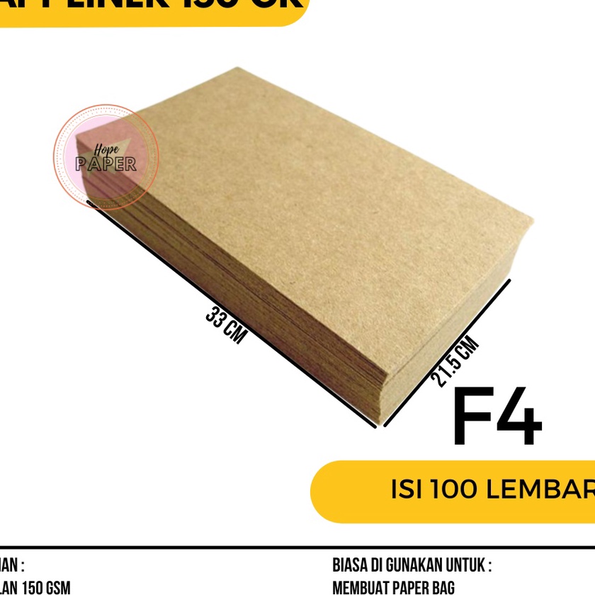 

Potongan Kertas Kraft F4 Liner 15 gsm isi 1 lembar Kertas Kraft Coklat Liner 15 gsm