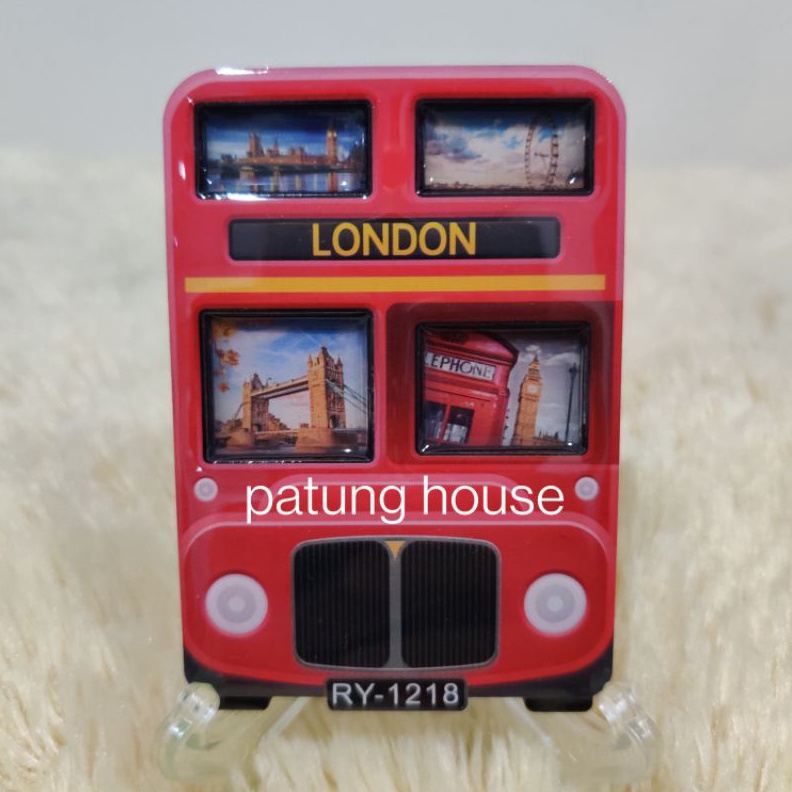 DISKON BESAR Fridge Magnet Kulkas Souvenir London Inggris Bus Kayu