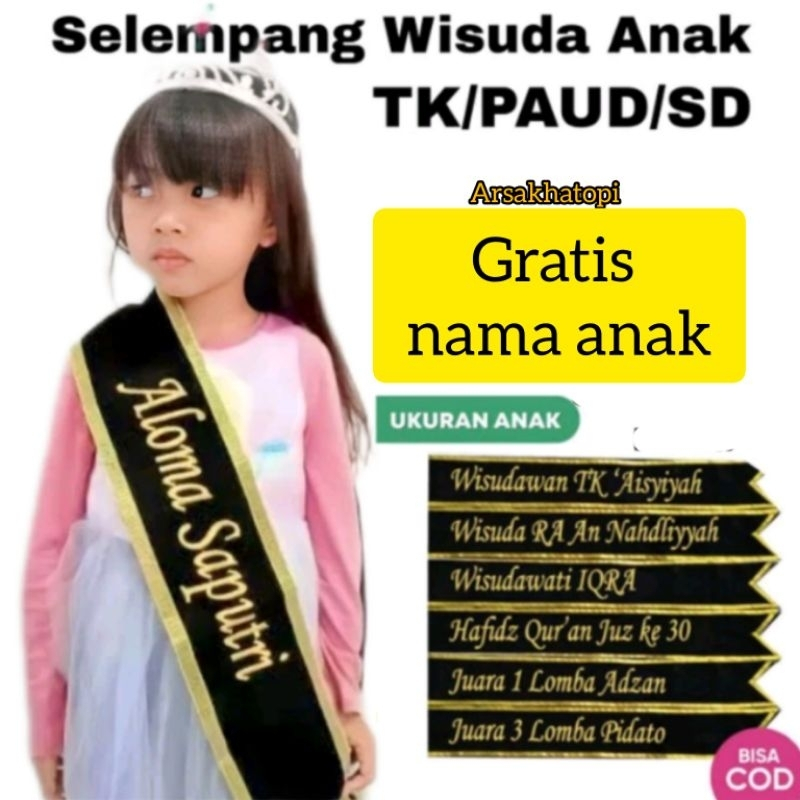 Selempang Wisuda Anak Paud TK RA SD BAHAN BLUDRU