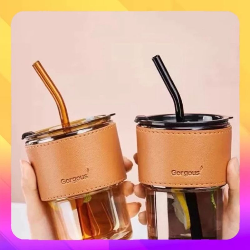 GELAS KACA TUMBLER VINTAGE SEDOTAN/ GELAS VINTAGE / TUMBLER KACA SEDOTAN / BOTOL CUP COFFE SEDOTAN