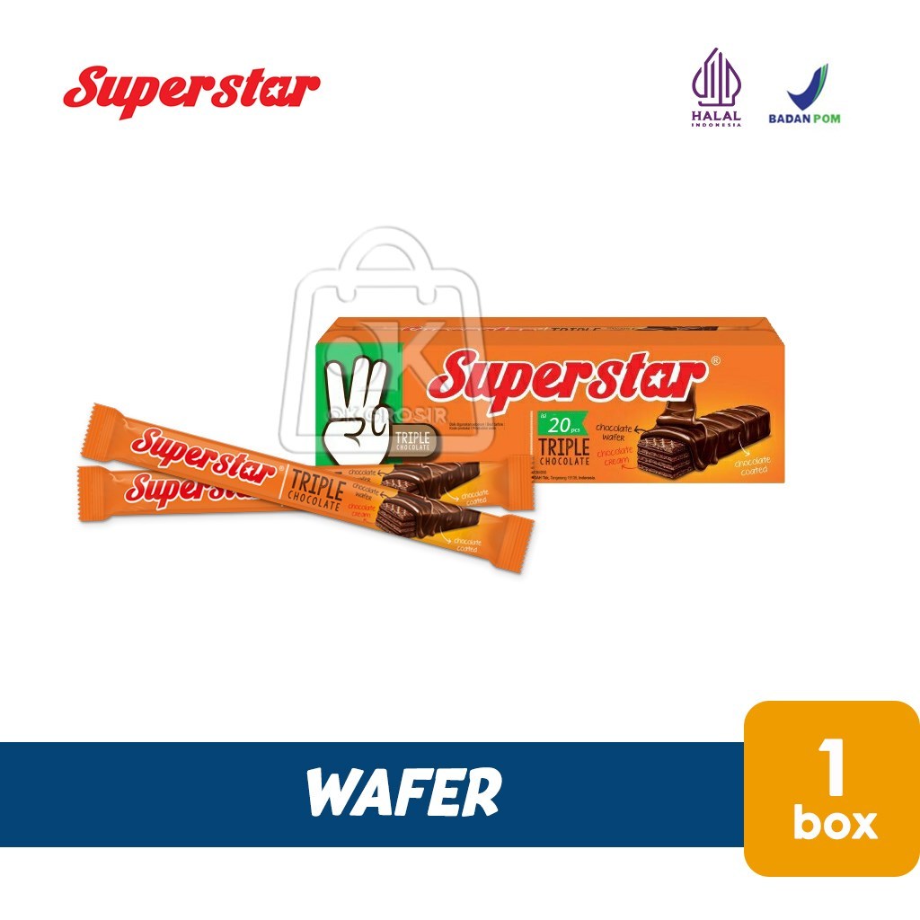 

Wafer Superstar / Triple Cokelat / Wafer Coklat (1 Box isi 20 Pcs)