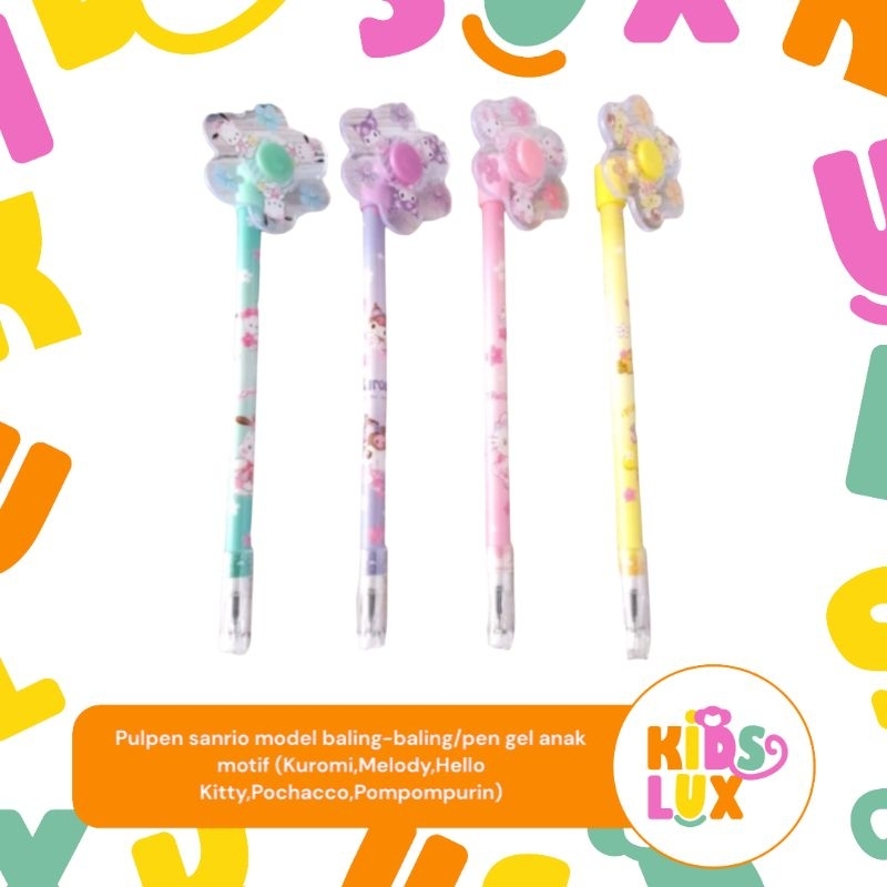 

Pulpen Sanrio model Baling Baling/Pen Gel Anak Motif Kuromi Melody Pompompurin Pochacco