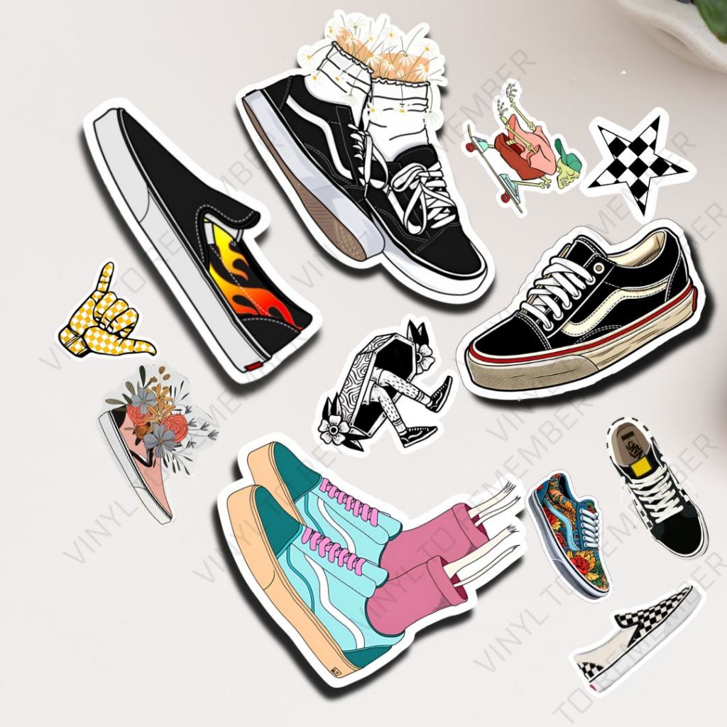 

Stiker Pack Brand Logo Sepatu Vans Off The Walls Distro Oldskool Couple Kata Kata keren Aesthetic Retro Hp Kaca DIY DLL