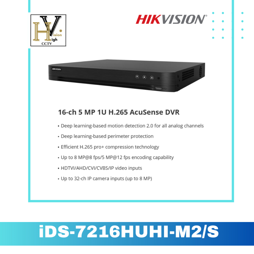 DVR HIKVISION 16CHANNEL UP TO 8MP IDS-7216HUHI-M2/S