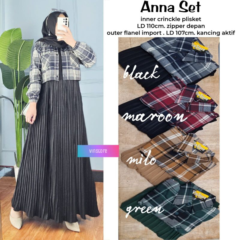New Baju Setelan Wanita Anna Set Jumbo XXL Setelan Inner Kekinian Trendy 2024 Ori Vinstore Baju Musl