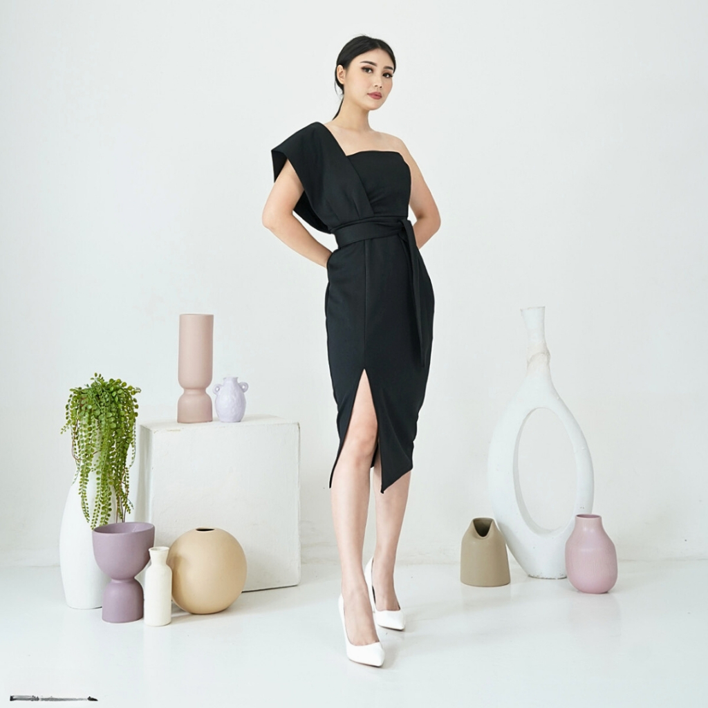 Long Dress Pesta Wanita Miracel Gaun Kondangan Scuba Panjang Formal Polos Party Korean Style Premium