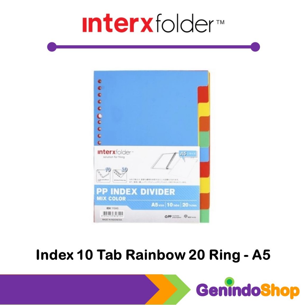 

Pembatas Kertas Binder / Index Divider A5 10 Tab Interxfolder