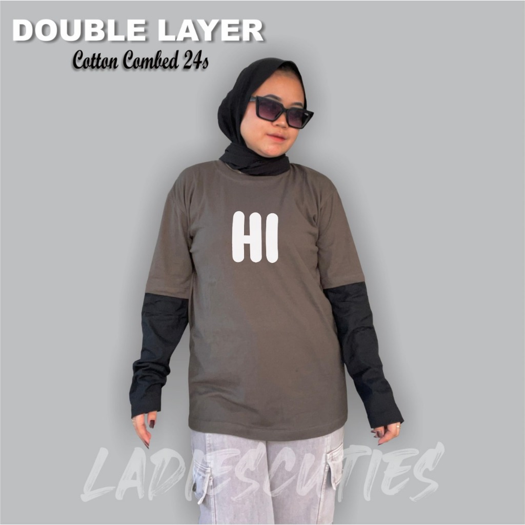 Ladiescuties T-shirt Double layer long sleeve Hi kaos pria wanita