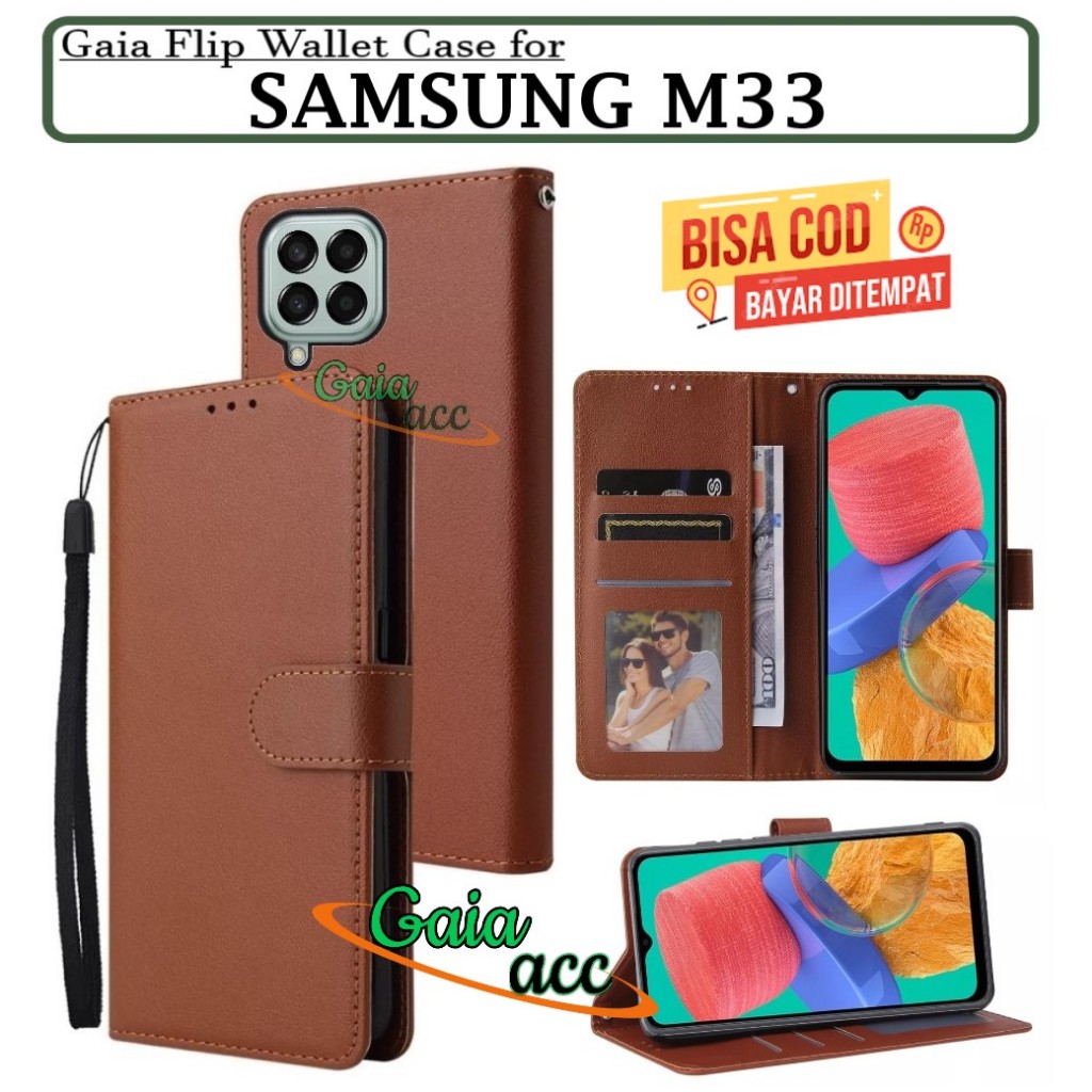 NEW SAMSUNG M33 (5G) FLIP LEATHER CASE PREMIUM-FLIP WALLET CASE KULIT UNTUK SAMSUNG M33 (5G) - CASIN