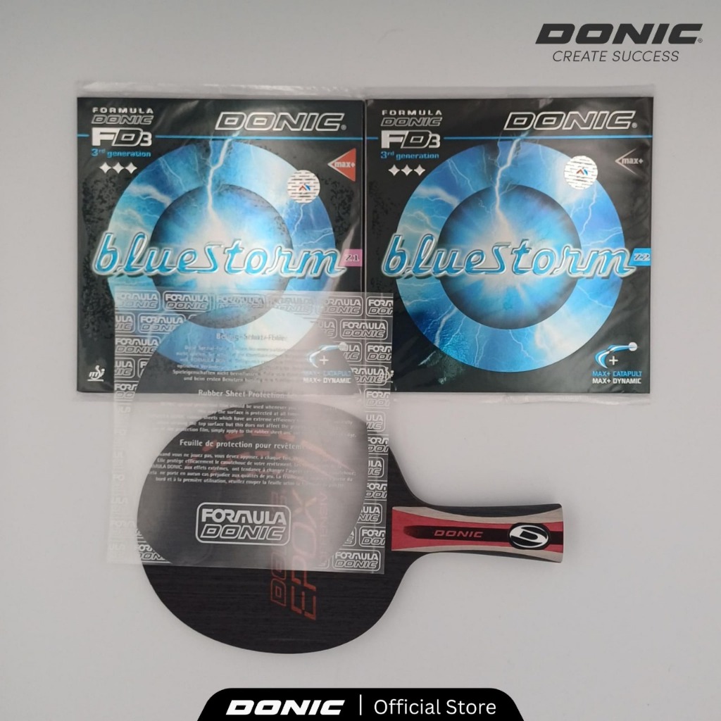 Bet Tenis Meja Raket Pingpong Donic Epox Offensive plus karet Bluestorm paket Set