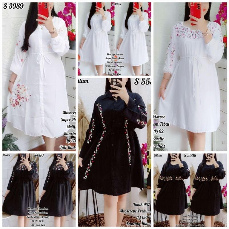 Dress Tunik Import Khusus PUTIH & HITAM (Ada 21 Motif)