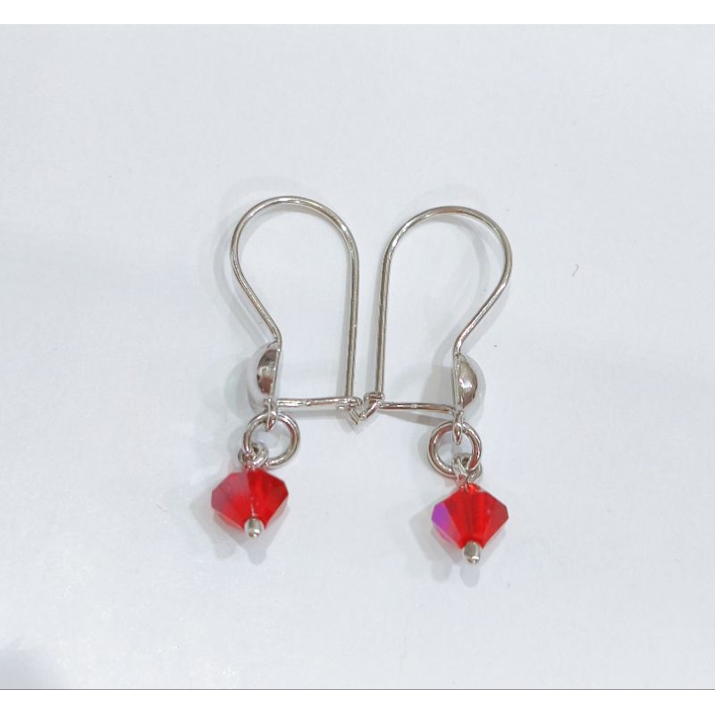 anting perak asli silver 925 anting kait gantung batu merah