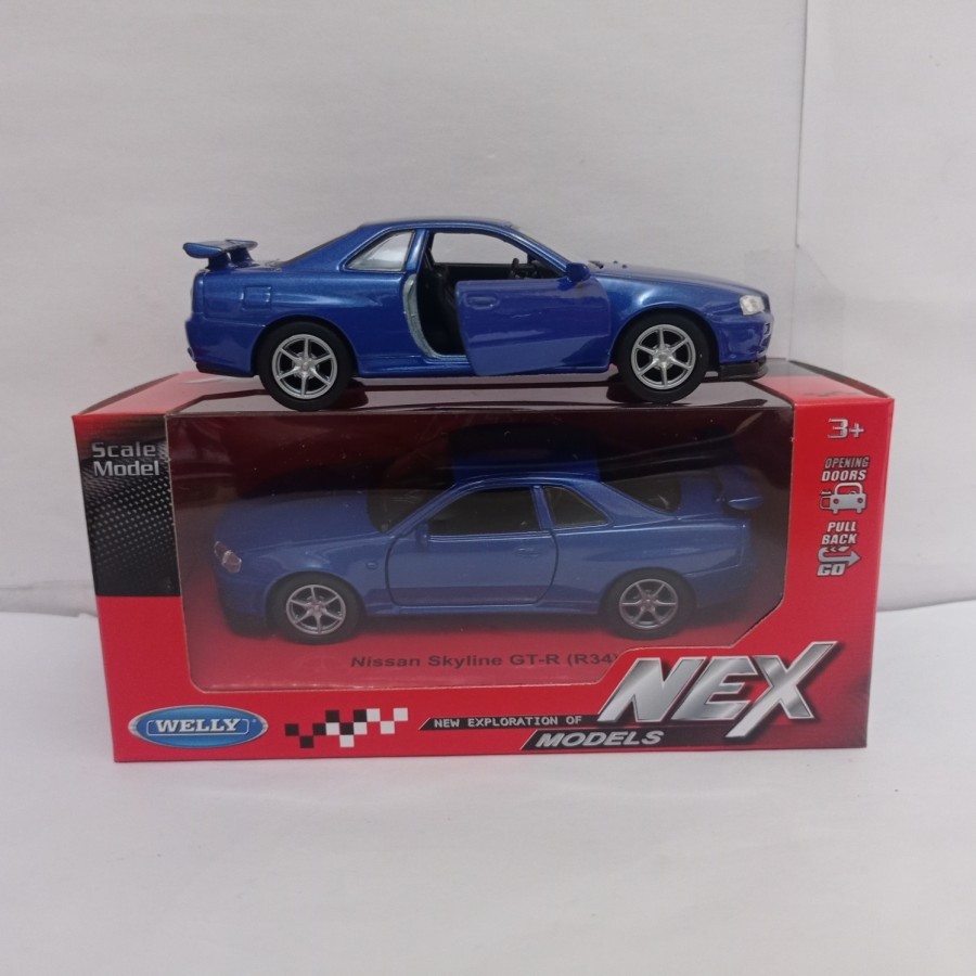 Diecast Nissan Skyline GT-R R34 Welly 1:36 Diecast mobil Nissan GTR R35 50th anniversary edition min