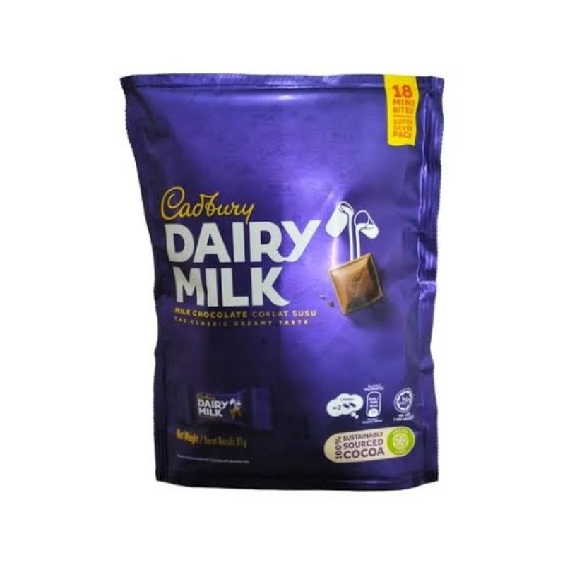 

Cadbury Dairy Milk share bag isi 18 pcs
