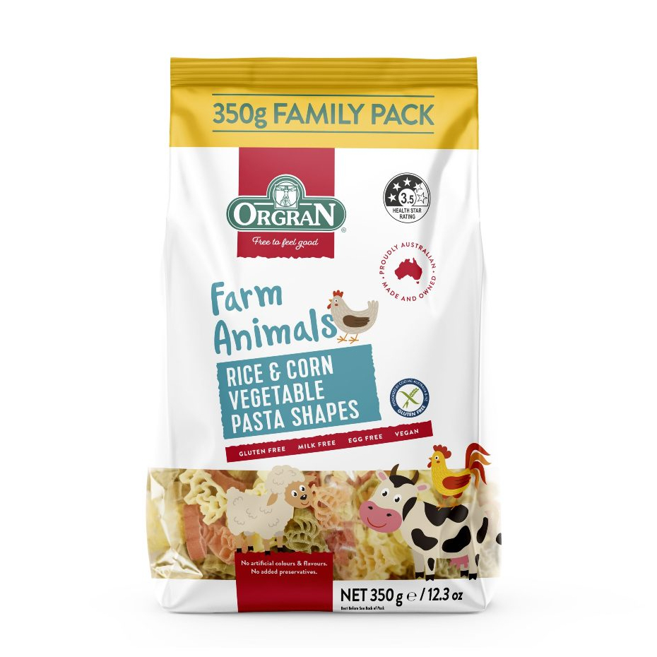 

Orgran Farm Animals Shaped Rice & Corn Vegetable Pasta 350g