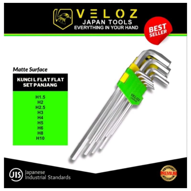 KUNCI L PANJANG SET 9PCS VELOZ