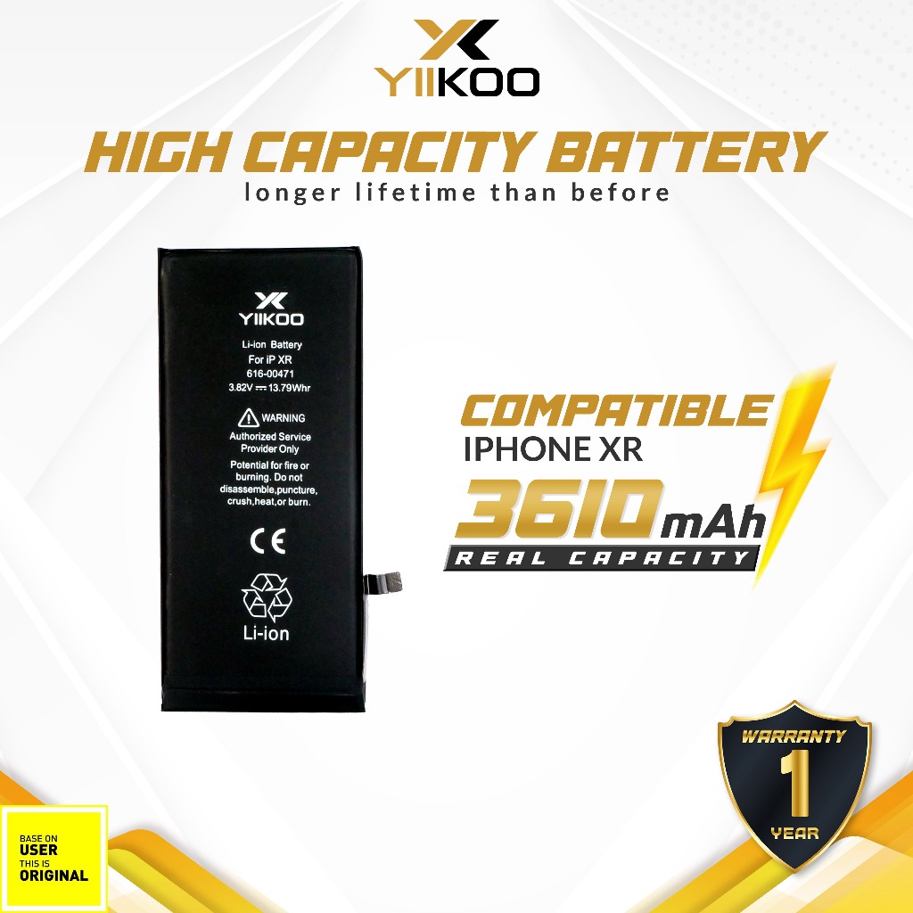 YIIKOO Baterai Iphone XR High Capacity Battery Batre Batrai Dual Double Power HP Handphone Apple Ip 