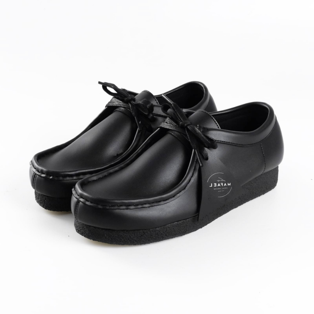 Sepatu Kasual Pria Wallabee Shoes Clark Spatu Chunky Pantopel Unisex Hitam