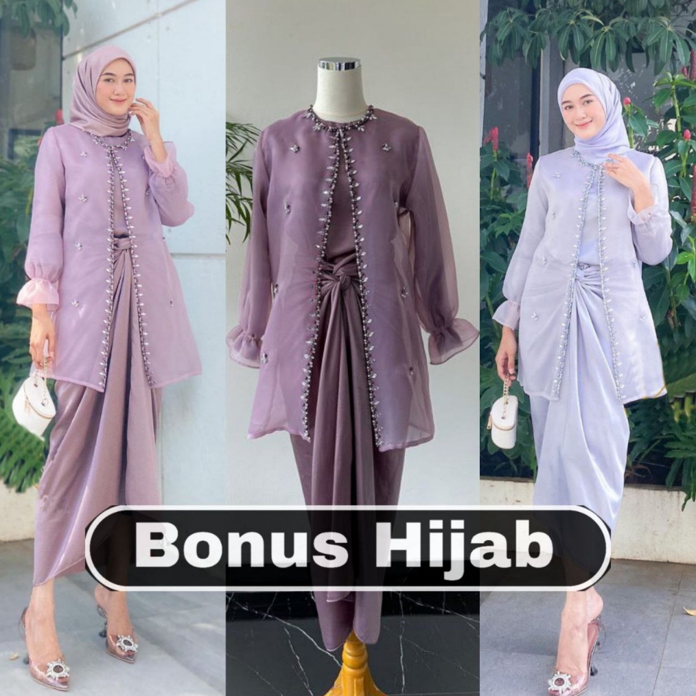 KODE V12S ADA JUMBO ONESET JEMMA ORGANZA PREMIUM OUTFIT KONDANGAN SETELAN ROK LILIT  SETELAN OUTER I