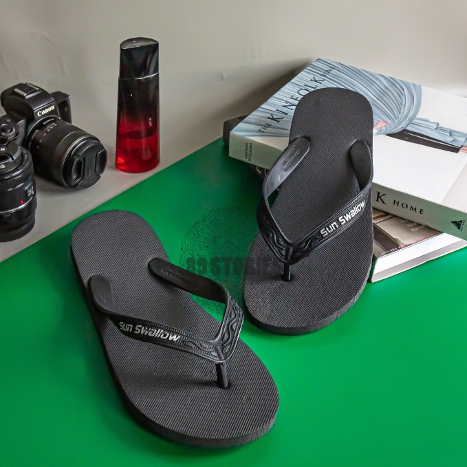 C3 SATUAN Sandal Jepit Sun Swallow Hitam  Full Black 9 95 15 11 dan 12 Must Buy