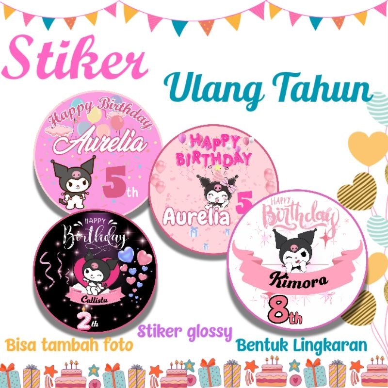 

Isi 24 pcs / Stiker ulang tahun Kuromi/label nasi bento/stiker lingkaran/label ultah/cutting bulat