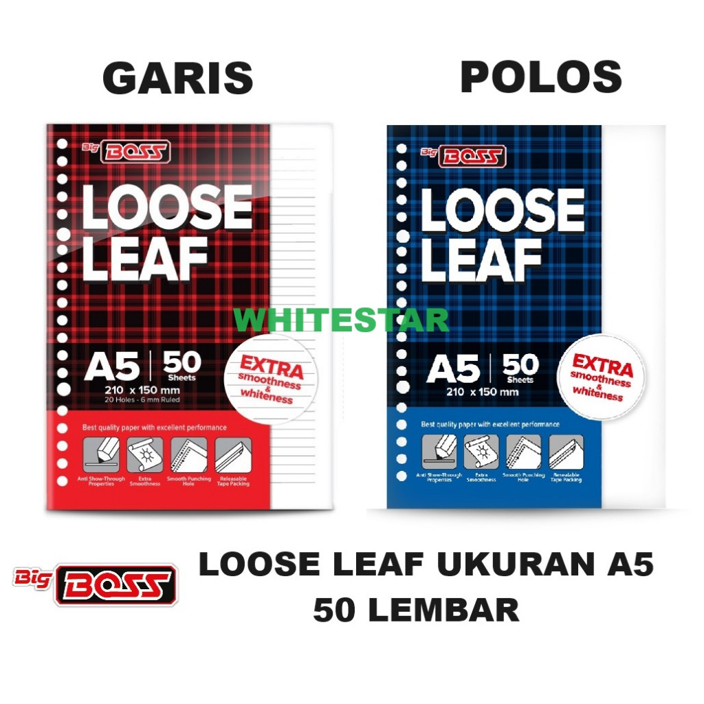 

loose leaf polos / garis big boss - ukuran / Uk. A5 - 50 lembar