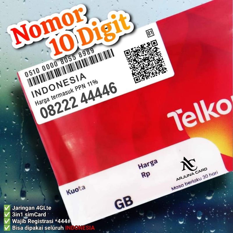 Perdana Telkomsel simpati 10 Digit 222 4444 6 Nomor Cantik Triple Kwarted