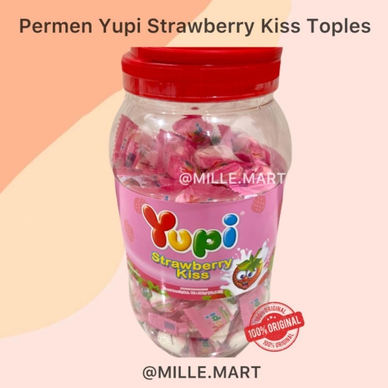 

PERMEN YUPI STRAWBERRY KISS TOPLES JAR / YUPI JELLY TABUR GULA LOVE 300GR